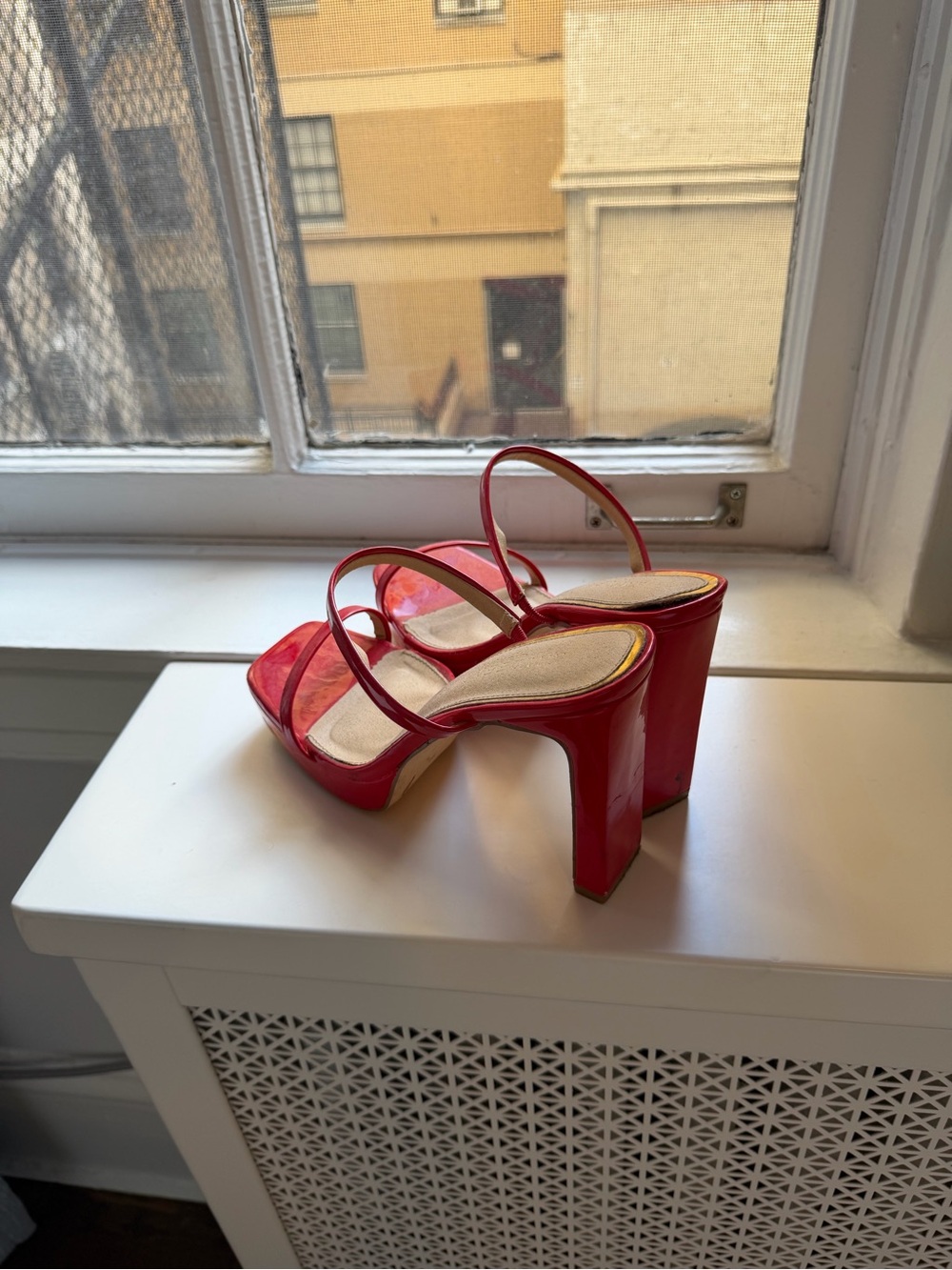 KAYLEEN By Los Angeles Red Strappy Block Heel Sandals